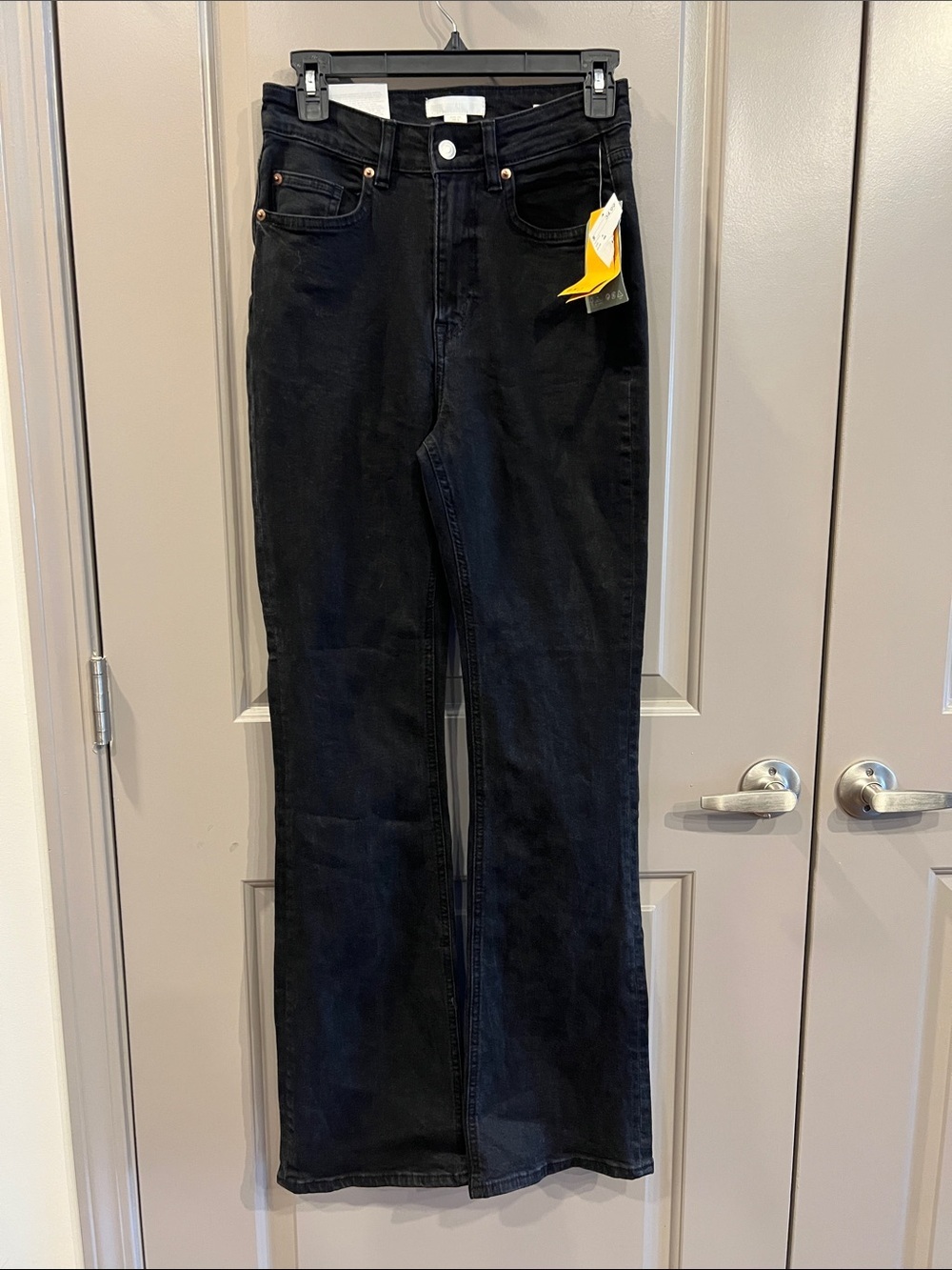 NWT H&M Black High-Waist Flare Jeans 6